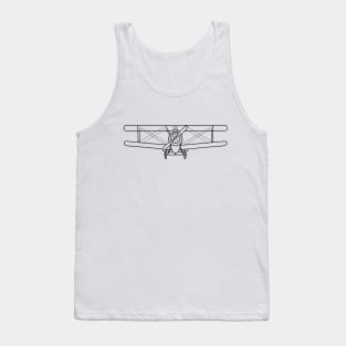 Vintage Sopwith Camel WW1 biplane fighter aircraft outline graphic (black) Tank Top